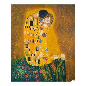Hand-Painted 50x60 cm Tribute The Kiss Klimt D21 Made in Italy